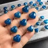 Cluster Rings 1 Pc Fengbaowu Natural Stone Blue Apatite Heart Shape Ring 925 Sterling Silver Fashion Jewelry Gift For Women And Men