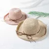 قبعات واسعة الحافة نساء قبعة شمسية يدويًا قابلة للطي قبعة شاطئية غير قابلة للتنفس للصيف G230227