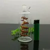 Rökningstillbehör Färgade spiral Tap Glas Cigarettkokare Glas vatten Hosah Handtagsrör