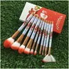 Pennelli trucco Happy Christmas Set Foundation Blending Power Face Eye Brush Cosmetic Tool Kit Girlfriend Gift Drop Delivery Salute B Dh2Zl