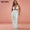 Dwuczęściowa sukienka CMYAYA HOLLOW OUT SLIM BODYCON BODCON BRA MAXI Zestaw Seksowna Kobiety Summer See See Choin Beach Holiday dwa 2 -częściowy strój 230228