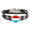 Bracelets porte-bonheur lituanie Liechtenstein Luxembourg roumanie malte drapeau Bracelet en cuir multicouche mode hommes et femmes bijoux