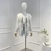 Blouses voor dames krimpen Silk 2023 Spring Collection Top Qaulity Cascading Flouncing Ruffles Long Lantern Sleeve White Blouse