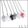 car dvr Pendant Necklaces Natural Stone Mushroom Crystal Necklace Amethyst Quartz Chakra Pendo Healing Jewelry Drop Delivery Pendants Dhfrv