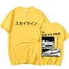 Camisetas masculinas Anime Drift AE86 inicial D T-shirt de dupla face O-gola O-G-GEGO CURSO CASO CASual Casual R34 Skyline GTR JDM Manga T camisetas 230228