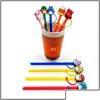 Drinking Straws Sts Custom Plush Toy Cartoon St Topper Sile Mold Er Fashion Charms Reusable Splash Proof Dust Plug Decorative 8 Home Dhbs2