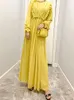 Abbigliamento etnico Ramadan Eid Mubarak Chiffon Abaya Dubai Turchia Islam Abito musulmano Caftano per donna Djellaba Robe Femme Musulmane Longue