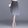 Skirts 2023 Women Gradient-Color Swing Tulle Skirt Elastic Waist Pleated Flared A-Line Summer Casual Young Dance Beach Holiday