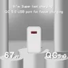 67W Super Fast Charge Super usb muuradapter Flash Charge Oplader voor mobiele telefoon 5V5A Europese VS UK Meter USB-adapter oplaadkop