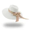 Large Brim Chapeaux Seau Chapeau Femmes D'été Hst Chapeaux pour Femmes Ruban Bande Bowknot Grand Bord 11 cm Luxe Plage Chapeau Soleil Protection Soleil Chapeau Nouveau Gorras G230227