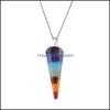 Pendentif Colliers 7 Chakra Pierre Yoga Collier Quartz Pierres Naturelles Radiesthésie Pendum Reiki Arc-En-Bijoux Femme Cadeau Drop Delivery P Dhnra