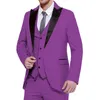 Herrenanzüge Blazer 3 Stück Slim Fit Business Männer für Hochzeit mit schwarzem spitzen Revers Grau Bräutigam Smoking Mann Mode Jacke Weste Hosen 2023