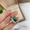 Pendant Necklaces Fashion Brand Design 925 Sterling Silver Green Diamond Jewelry Real Oval Emerald Zircons Heart Necklace