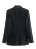 Damen Anzüge Blazer Kumsvag Herbst Frauen Satin Blazer Mäntel Anzug Casual Schwarz Zweireiher Weibliche Elegante OL Blazer Oberbekleidung Kleidung 230228