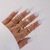 Cluster Rings HuaTang Gold Color Set Twist Hollow For Women Pearl Vintage Butterfly Geometric Trendy Jewelry 12pcs/sets