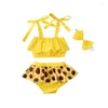 Kleidungssets 0-24 Monate 3 PCS SETET für Kleinkind Kinder Baby Girl Kleidung Sonnenblume Tops Shorts Röcke Stirnband-Outfits Sommer