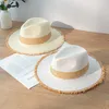 Sombreros de ala ancha 2022 Sombrero para mujer Color de verano Sombrero de paja a juego Borde crudo Protector solar Sombrero para el sol Versión coreana Señoras Sombrero de ala plana ancha Jazz Top Ha G230227