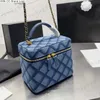 CC marka çapraz gövde tasarımcısı denim kozmetik kasa bebek çantaları ayna üst deri kolu kapitone metal fermuar zinciri crossbody vanity kadın lüksler ha