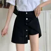 Röcke Frauen Sommer Taste Hohe Taille Mini Denim Rock Schwarz Weiß Harajuku Plus Größe Jean Koreanische Mode Kleidung Wrap Skort