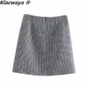 2ピースドレスKlacwaya women Fashion Twopieceセットビンテージシングルボタン長いスリーブチェッカーブレザー女性ハイウエストアラインスカートスーツ230228