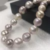 Choker {ELEISPL} 11-13mm Baroque Round Luster Real Pearl Necklace Natural Multi #22010131