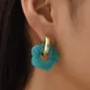 Coloré fleur résine acrylique breloques boucle d'oreille couleur or cercle oreille boucle boucles d'oreilles pour les femmes mignon cadeau bijoux