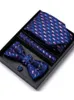 Neck TIES presentförpackning Fashion Silk Jacquard Slipsan Hanky ​​Cufflink Bowtie Set Ties for Men Business Wedding Party J230227