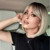 Syntetiska peruker Easihair Short Blonde Straight Bob Syntetisk peruk med lugg ombre naturligt hår för kvinnor dagliga cosplay värmebeständig 230227