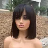 Frente do laço perucas de cabelo humano para preto feminino curto bob peruca natrual pré arrancado nós descorados peruca de renda reta meio part9801274