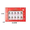 Falska naglar 24 st. Tryck på Red Almond Ballerina French Coffin Full Cover Santa Claus Snowflake Fake Christmas