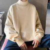 Camisolas masculinos Sweater de gola alta masculino Sweater de malha quente masculina cor de malha sólida harajuku estilo coreano de pescoço alto masculino masculino 2302228