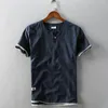 T-shirt da uomo Taglie forti M-5XL Camicia da uomo in lino pullover da uomo T-shirt casual da uomo a maniche corte di qualità estiva Slim Fit per