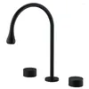 Rubinetti per lavabo da bagno Rubinetto per lavabo in ottone diffuso a 3 fori Rubinetto nero con doppia maniglia e rubinetti per acqua fredda