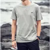 Camisetas masculinas de 230g de algodão de algodão masculino masculino de camiseta curta do pescoço reto