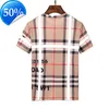 T-shirts pour hommes noir et blanc nouveau fil double 100% coton tissu plaid classique européen américain br lettre motif variété loose32ESSk