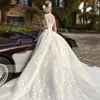 Eleganti abiti da sposa abiti da spalla Appliques O NACK ASSICHE LUNGA UN LUNGA LUNGA LUNGA LUSTURA BRIDAL PLUSE MAGLIA