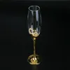 Tumblers 2Pcs Set Wedding Crystal Champagne Glasses Gold Metal Stand Flutes Wine Goblet Party Lovers Valentine's Day Gifts 200ml 230228