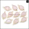 car dvr Charms 14X27Mm Waterdrop Rose Blue Quartz Stone Connector Faceted Gemstone Golden Plated Pendant Women Jewelry Making Wholesale Drop Dh5Fv