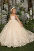 Abiti da spettacolo per ragazze Brush Cute Toddler Ball Gown Perline Cristalli Fiori Piuma Perle Applique Flower Girl Dress BC14245