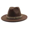 Women's hat fedoras Men's hat autumn Winter felt panama with chain headgear black fashion chapel beach Wedding picture Casual