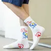 Men's Socks New Hip Hop Letter Graffiti Long Socks Cotton Harajuku Black White Funny Fashion Skateboard Cool Soft Men Women Socks Z0227