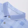 Men's Polos Men camisa polo de manga curta Tops xadrez para verão 95% poliéster Retro Vintage Fashion Casual Male Buttons Up Ter02W45 230228