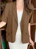 Blazer da donna Blazer Vonda Eleganti Office Donne 2023 Coatti a maniche corte estiva Pulsante Casualmente Casual Solido Fashion Oversize 230228