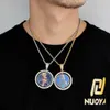 Hip-hop memory rotatable double-sided circular photo pendant with micro-set zircon Chaoren hip-hop frame necklace