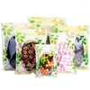 Storage Bags 100Pcs Clear Plastic Green Leaf Printed Bag With Window Self Grip Seal Tear Notch Reusable Food Candy Pouches