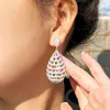 Charm Luxury Big Water Drop Colorful AAA Zirconia Cubic Earring Designer for Woman Party Copper Diamond Silver Earrings South American Wedding Engagement Jewelry