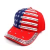 Rivet Caps 3colors President Hats Make America Great Diamond Bling Flag Baseball Cap Travel Beach Sun Hat Unisex 45452