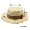 Brede rand hoeden zomer vrouwen natuurlijke tarwe zon hoed 7cm randschat derby derby strand straw hoeden dame casual lente herfstbescherming caps g230227