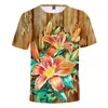 Erkek Tişörtleri 2023 Yaz Çiçek Gömlek Erkekler/Kadınlar Seksi Tshirt Hawaiian Sokak Giyim Yaprağı 3D Baskı T-Shirt Serin Mens Giyim