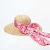 Wide Brim Hats Summer Natural Flower Braided Wheat Bow Straw Hat Large Outdoor Beach Sun Protection Visors Female Dress HatWide